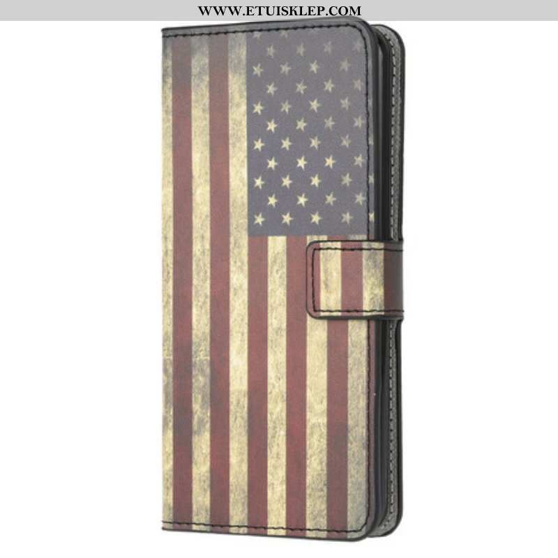 Skórzany Futerał do Samsung Galaxy M12 / A12 Flaga Ameryki